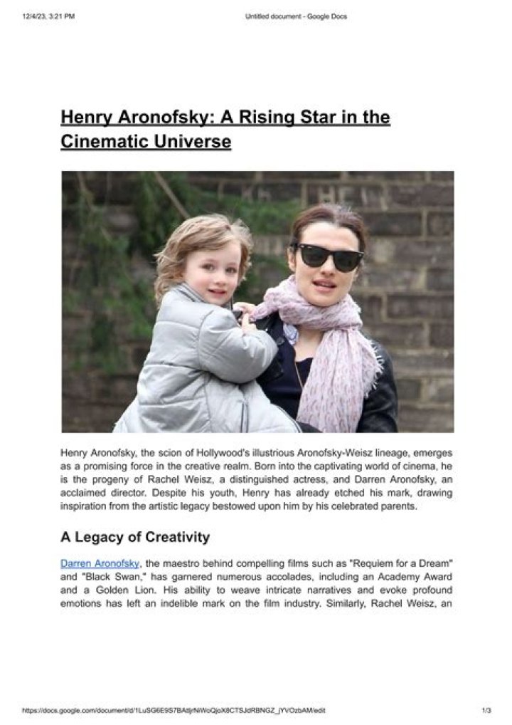 Henry Aronofsky And Darren's Collaborative Journey