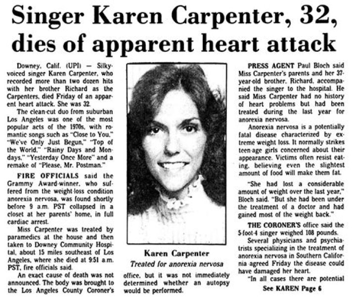 How Much Was Karen Carpenter Worth When She Died