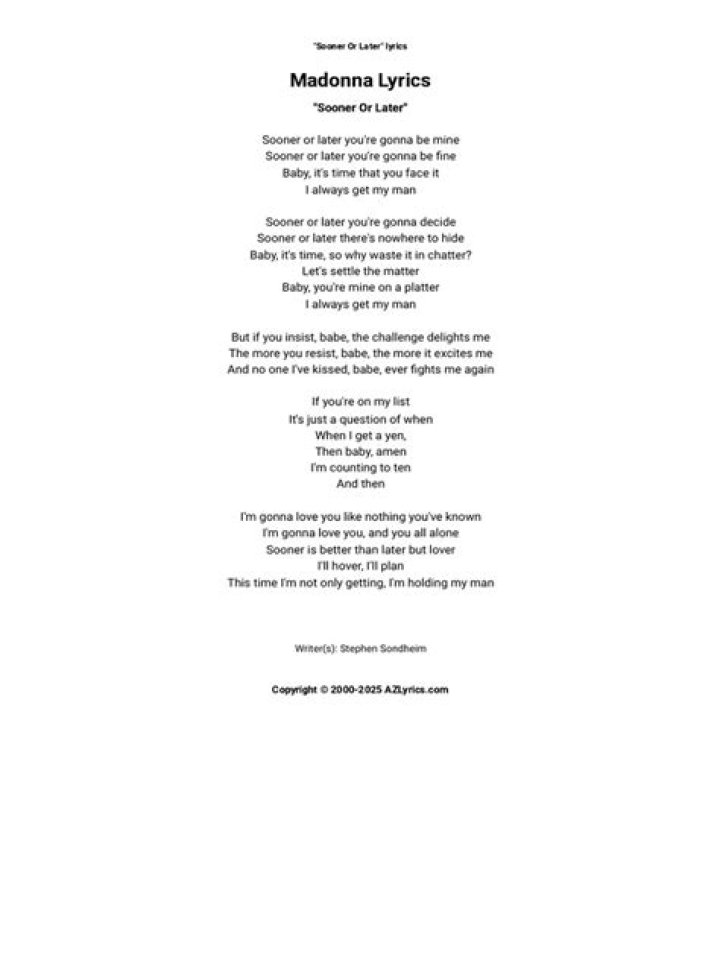 MadonnasSooner Or Later Lyrics ·