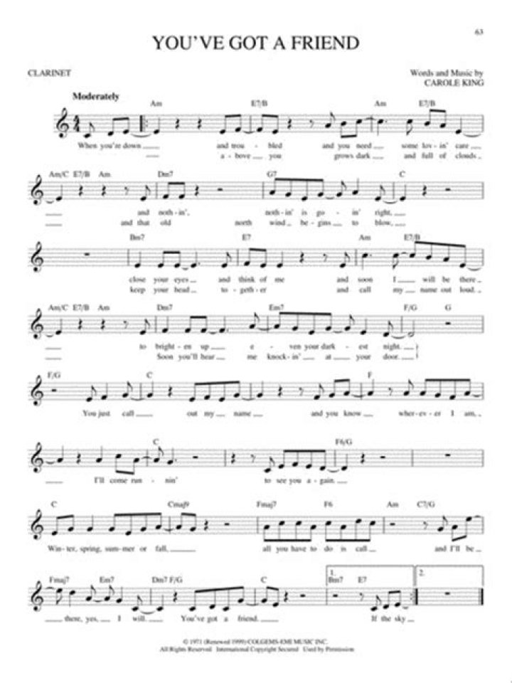 Pop Songs Clarinet Sheet Music ·