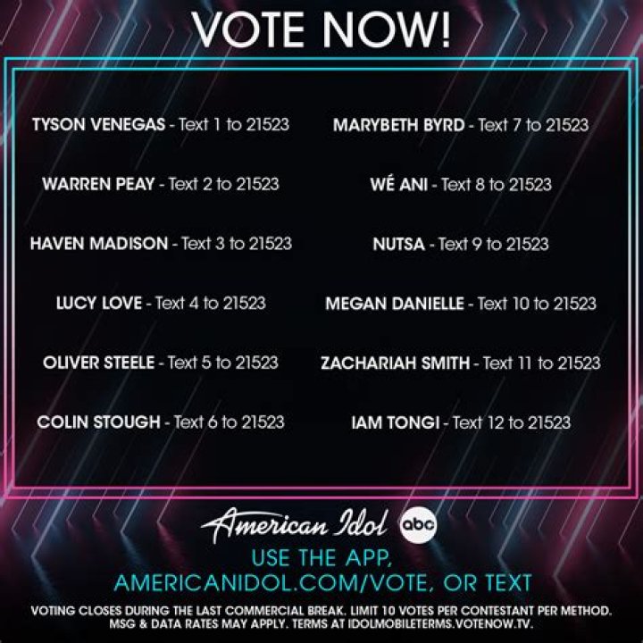 Text This Number to Vote for American Idol Contestants